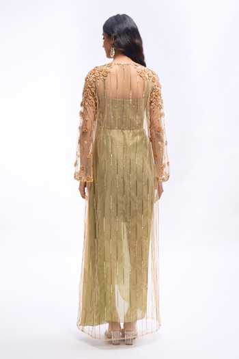 Aariyana Couture Embroidered Jacket & Draped Dress Set 