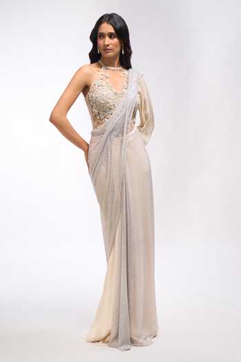 Buy Aariyana Couture Off White Net Embroidery, Sequins, Beads, Draped Saree Skirt Set With Bodysuit Online at Aza Fashions Buy_Aariyana Couture_Off White Net Embroidery, Sequins, Beads, Draped Saree Skirt Set With Bodysuit _Online_at_Aza_Fashions