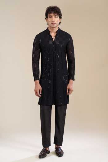 Shop Aariyana Couture Black Cotton Hand Work Embroidered Kurta Set Online at Aza Fashions Shop_Aariyana Couture_Black Cotton Hand Work Embroidered Kurta Set _Online_at_Aza_Fashions