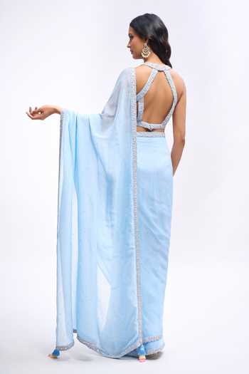 Aariyana Couture Pre Draped Saree With Embroidered Blouse