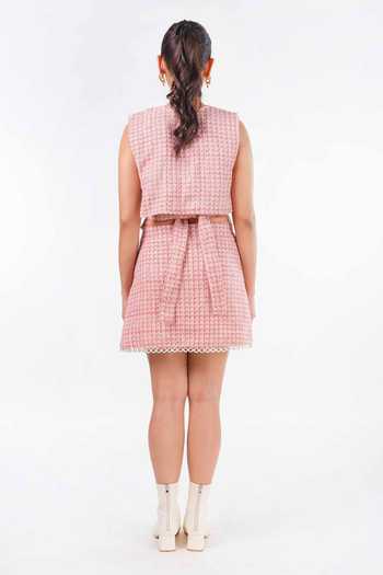 Shop 9899 Pink Tweed Round Neck Blush Top And Skirt Co-ord Set at Aza Fashions Shop_9899_Pink Tweed Round Neck Blush Top And Skirt Co-ord Set _at_Aza_Fashions