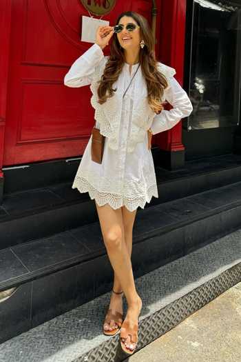 9899 White Cotton Collared Neck Me Dress Online at Aza Fashions 9899_White Cotton Collared Neck Me Dress _Online_at_Aza_Fashions