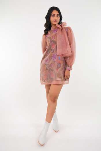 9899 Printed Bow Mini Dress 