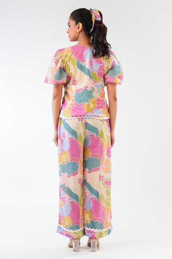 9899 Printed Vest & Pant Co-ord Set 