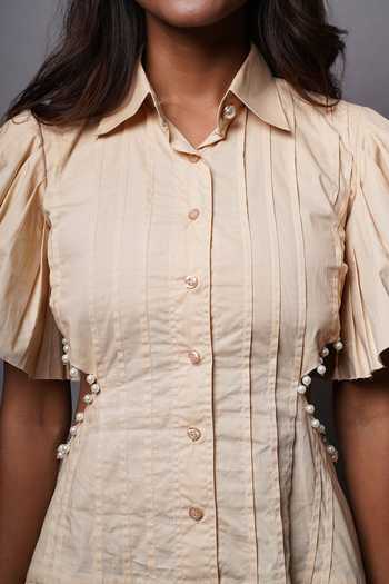9899 Side Cut Cotton Shirt Dress 