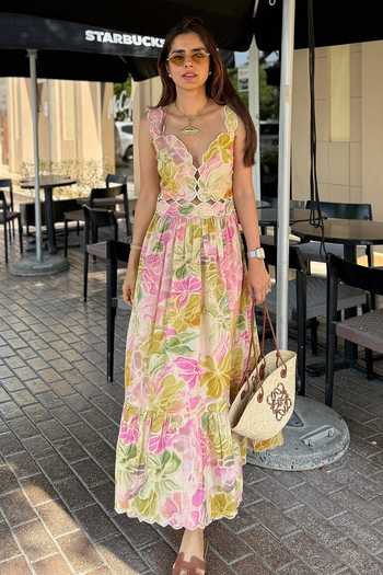 9899 Summer Scallop Printed Dress 