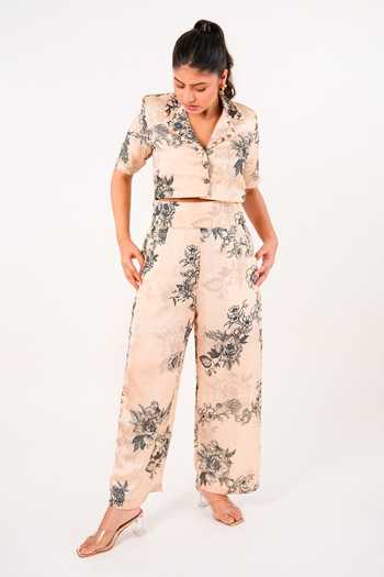 9899 Vintage Floral Jacket Trouser Co-ord Set 