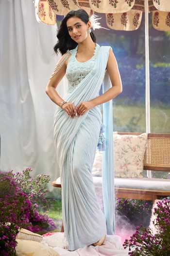 Aariyana Couture Pre-Draped Saree With Embroidered Corset