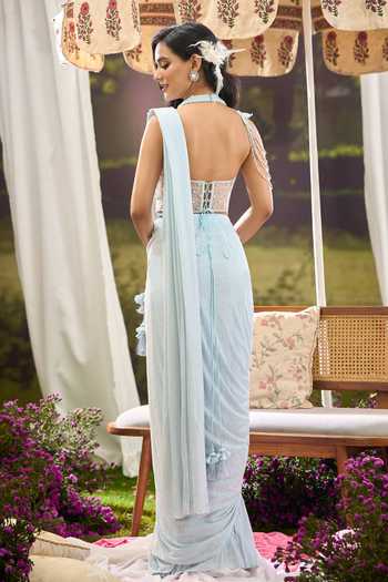 Aariyana Couture Pre-Draped Saree With Embroidered Corset