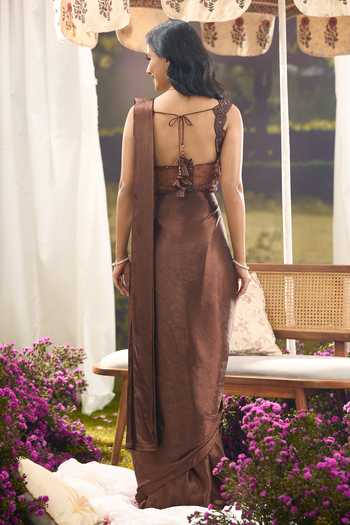 Aariyana Couture Silk Pre-Draped Saree With Embroidered Blouse