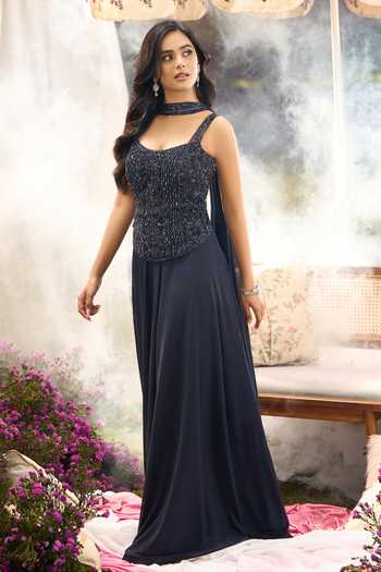 Buy Aariyana Couture Navy Net Sweetheart Neck Embroidered Top Flared Palazzo Set Online at Aza Fashions Buy_Aariyana Couture_Navy Net Sweetheart Neck Embroidered Top Flared Palazzo Set _Online_at_Aza_Fashions