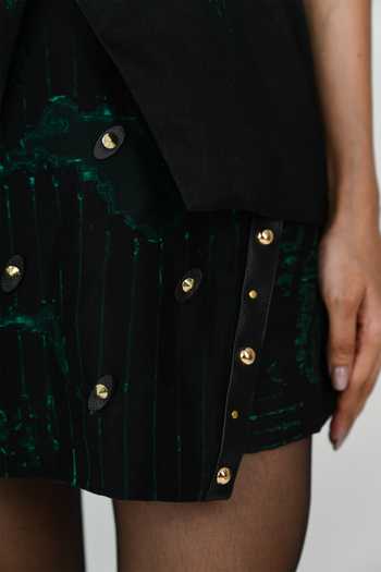 The Dramebaaz CO Green Silk Circuit Skort Online at Aza Fashions The Dramebaaz CO_Green Silk Circuit Skort _Online_at_Aza_Fashions