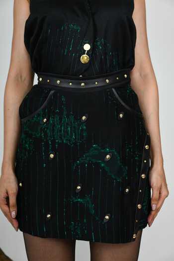 Shop The Dramebaaz CO Green Silk Circuit Skort Online at Aza Fashions Shop_The Dramebaaz CO_Green Silk Circuit Skort _Online_at_Aza_Fashions