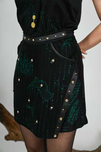 The Dramebaaz CO Green Silk Circuit Skort at Aza Fashions The Dramebaaz CO_Green Silk Circuit Skort _at_Aza_Fashions