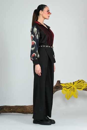 Buy_The Dramebaaz CO_Black Silk Collared Neck Mercury Shirt _Online_at_Aza_Fashions