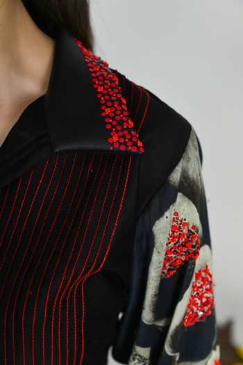 Shop_The Dramebaaz CO_Black Silk Collared Neck Mercury Shirt _Online_at_Aza_Fashions