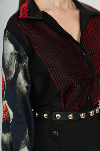 Buy_The Dramebaaz CO_Black Silk Collared Neck Mercury Shirt 
