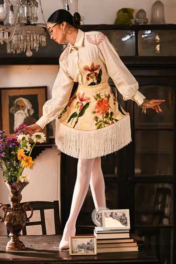 The Dramebaaz CO_Off White Silk Collared Neck Amalfi Shirt _at_Aza_Fashions