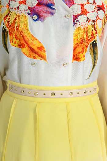 The Dramebaaz CO_Yellow Georgette Aurielle Skirt _at_Aza_Fashions