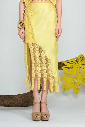 Shop The Dramebaaz CO Yellow Silk Collared Neck Summer Lime Skirt Set Online at Aza Fashions Shop_The Dramebaaz CO_Yellow Silk Collared Neck Summer Lime Skirt Set _Online_at_Aza_Fashions