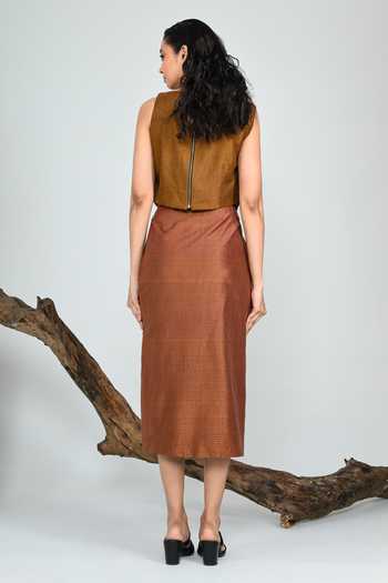 The Dramebaaz CO Burnt Gold Draped Top 