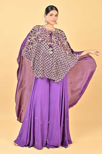 KEITH GOMES Embroidered Cape And Palazzo Set 