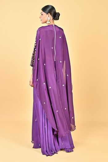 KEITH GOMES Embroidered Cape And Palazzo Set 
