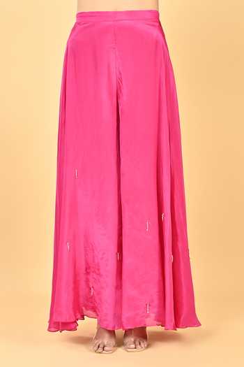KEITH GOMES Pink Silk Organza, Lycra Sequins V-neck Cape Set Online at Aza Fashions KEITH GOMES_Pink Silk Organza, Lycra Sequins V-neck Cape Set _Online_at_Aza_Fashions