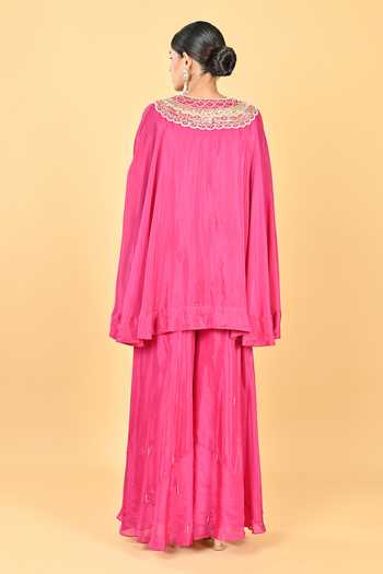 KEITH GOMES Silk Organza Cape Set 