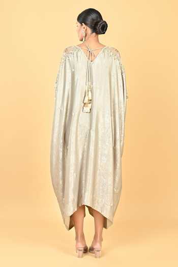 KEITH GOMES Embroidered Flower Motif Sequined Kaftan 