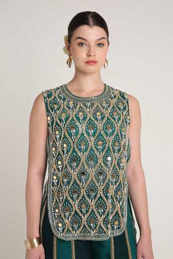 Buy KEITH GOMES Teal Silk Organza, Lycra, Net Zari Round Sequin Mirror Embroidered Kurta Set Online at Aza Fashions Buy_KEITH GOMES_Teal Silk Organza, Lycra, Net Zari Round Sequin Mirror Embroidered Kurta Set _Online_at_Aza_Fashions