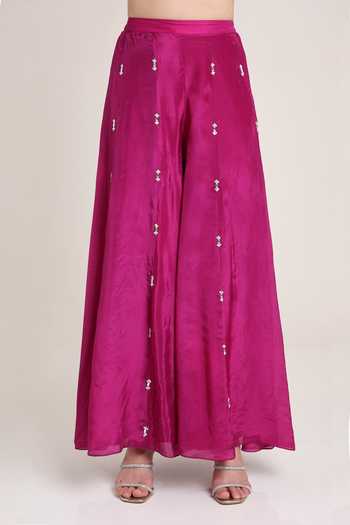 KEITH GOMES Pink Silk Organza Embroidery, Sequins, Beads, Glass Top And Palazzo Set Online at Aza Fashions KEITH GOMES_Pink Silk Organza Embroidery, Sequins, Beads, Glass Top And Palazzo Set _Online_at_Aza_Fashions