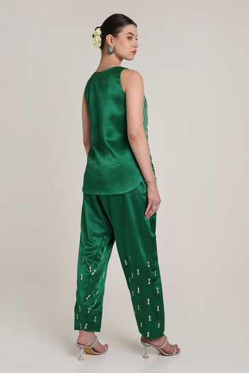 KEITH GOMES Embroidered Satin Kurta Set 