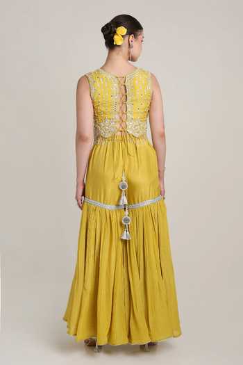 KEITH GOMES Silk Tissue Embroidered Kurta Set 