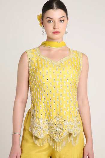 Buy KEITH GOMES Yellow Silk, Tissue, Net V-neck, Yes Embroidered Kurta Set Online at Aza Fashions Buy_KEITH GOMES_Yellow Silk, Tissue, Net V-neck, Yes Embroidered Kurta Set _Online_at_Aza_Fashions