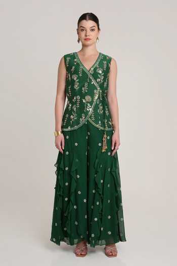 KEITH GOMES Embroidered Floral Kurta & Palazzo Set 