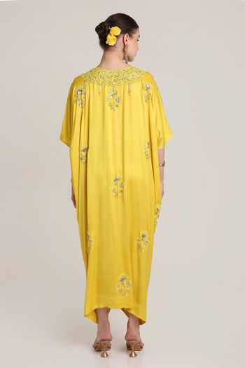 KEITH GOMES Embroidered Satin Kaftan 