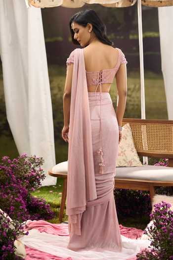 Aariyana Couture Pre-Draped Saree With Embroidered Blouse