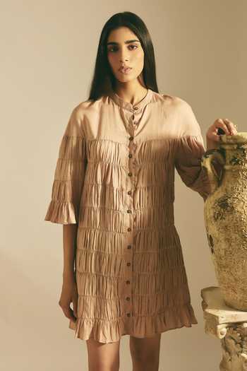 Shimona Pink Cotton Linen Dress 
