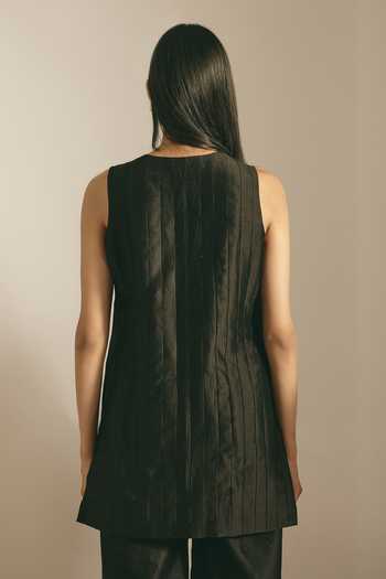 Shimona Black Narrow Block Top & Trouser Set 