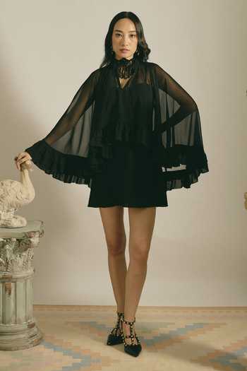 Shimona Midnight Ruffle Cape Dress 
