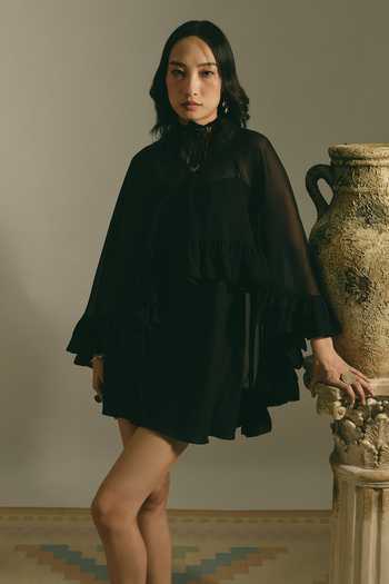 Shimona Midnight Ruffle Cape Dress 