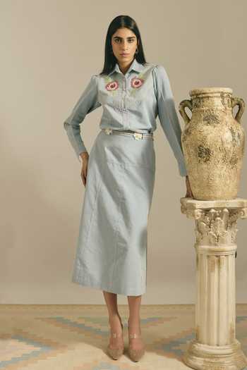 Shimona Rose Bloom Denim Top & Skirt Set 