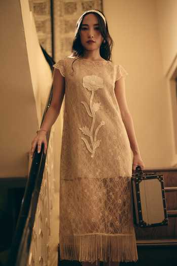 Shimona Sheer Desert Fringe Dress 