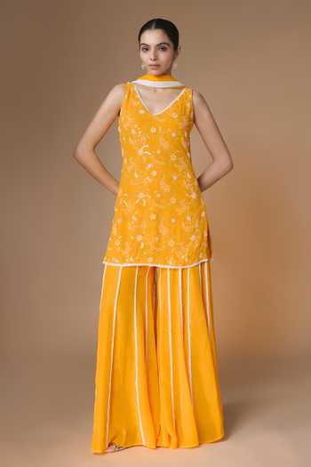 Renee label Floral Embroidered Kurta Sharara Set 