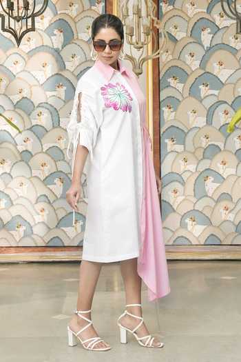 BAHAARA BY DIVYA NARULA Dahlia Embroidered Pleated Dress 