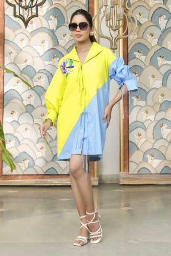 BAHAARA BY DIVYA NARULA Aster Colorblock Shirt Dress 