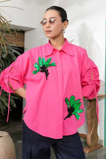 BAHAARA BY DIVYA NARULA Florence Tropical Drawstring Shirt 