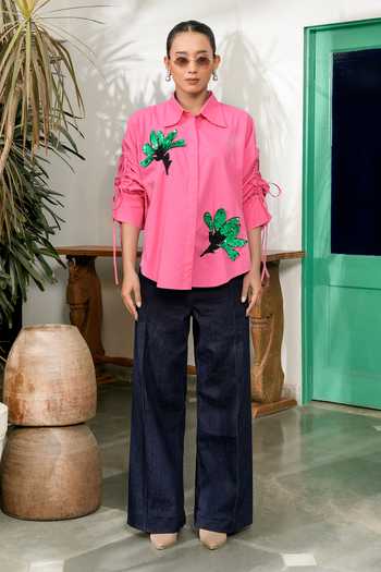 BAHAARA BY DIVYA NARULA Florence Tropical Drawstring Shirt 