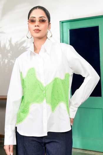 BAHAARA BY DIVYA NARULA Talia Abstract Wave Panel Shirt 